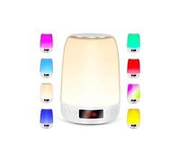Lampe de chevet tactile avec réveil, veilleuse avec haut-parleur bluetooth(blanc)