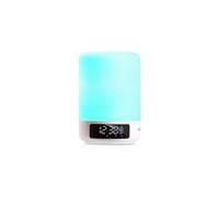 Lampe de chevet tactile bluetooth haut-parleur compatible avec apple smartphones horloge réveil avec affichage à led-blanc