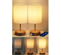 Lampe De Chevet Tactile: Lampe LED Dimmable Avec Contrôle Tactile Ports USB C Abat-Jour En Tissu Pour Lecture Chambre Salon Hôtel Chambre D’Enfant Moderne Et Fonctionnelle Avec Ampoule Incluse