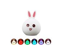 Lampe de Chevet Veilleuse Rechargeable, 7 Couleur Changement LED Forme de Lapin BLEU