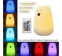 Lampe de Chevet Veilleuse Rechargeable, 7 Couleur Changement LED Forme de OURS G