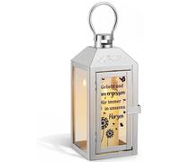 Lampe de cimetière en métal, résistante aux intempéries, avec texte gravé, couleur argent (30x10x10 cm)