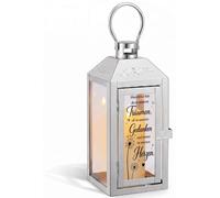 Lampe de cimetière en métal, résistante aux intempéries, avec texte gravé, finition argentée (26,5 x 11,5 x 10,5 cm)