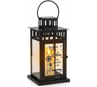 Lampe de cimetière en métal résistante aux intempéries, lampe de cimetière gravée (27x15x15 cm, motif : pissenlit, couleur : noir)