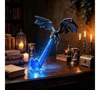 Lampe de coin pour bibliothèque Dragon | Décoration d'étagère fantaisie qui | Lampe de bibliothèque Dragon Nook | Motif dragon volant | Étagère de bureau ou présentoir de collection