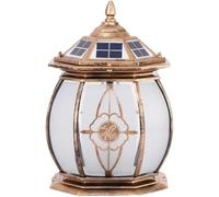 Lampe de colonne solaire d'extérieur étanche pour jardin, allée, portail, paysage (laiton)