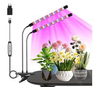 Lampe de Croissance LED 2 Têtes,Lampe pour Plantes à Spectre Complet,Lampe de Plante avec Minuteur,3 Modes de Couleur et 5 Niveaux de Dimming,lampe de culture LED pour Plantes d'Intérieur (Rouge+Bleu)