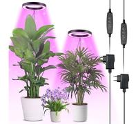 Lampe de croissance LED à spectre complet, hauteur réglable, 155 cm, 72 LED, 3 niveaux de luminosité, minuterie, lot de 2, couleur noire