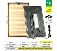 Lampe de croissance LED - LM301H Evo 300W - Lampe de culture à spectre complet - Variateur de luminosité rotatif - Étanchéité IP65 - Rouge et UV commutables séparément