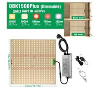 Lampe de croissance LED pour plantes - 150W, panneau Quantum LM281B - Spectre complet - Gradable avec bouton rotatif - Mode VEG/BLOOM - 110–240V - Aluminium