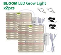 Lampe de croissance LED pour plantes - Lumière de croissance pour la floraison - Spectre complet SMD2835 - Boîtier en aluminium ultra-plat - UV/IR - Étanche - Lot de 2 avec prise EU - 220V AC