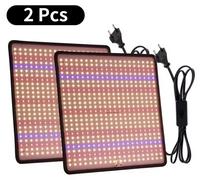 Lampe de croissance LED Quantum Board, lot de 2 - Panneau de croissance - 1200W - Spectre complet avec 500 LED - Pour plantes d'intérieur, serres, hydroponie - Adaptateur secteur 85-265V, prise EU