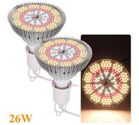 Lampe de culture 26 W, 200 LED, lumière solaire, culot E27, pour plantes d'intérieur ; lampe de culture avec rayons UV et IR pour plantes, serre, fleurs, légumes et semis (lot de 2)