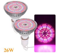 Lampe de culture LED 26 W, 200 LED, spectre complet, culot E27, pour plantes d'intérieur ; lampe de culture avec rayons UV et IR pour plantes, serre, fleurs, légumes et semis (lot de 2)