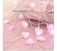 Lampe de décoration de guirlande lumineuse avec lumière blanche, -1,5 m 10 LED, forme de coeur d'amour rose, alimenté par batterie