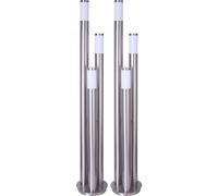 Lampe de jardin 170 cm balisage extérieur lampadaire extérieur inox large, 3 colonnes argent, 3x E27, D 28 cm, lot de 2