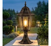 Lampadaire lanterne lampadaire d'extérieur noir lampadaire antique éclairage de jardin extérieur, bronze d'aluminium, 1x E27, DxH 23,5 x 49 cm
