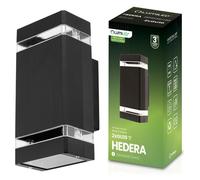 Lampe de jardin, applique murale, façade, dessus, dessous, GU10, noire, HEDERA LUMILED