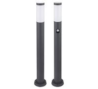 Lampe de jardin avec détecteur de mouvement anthracite lampadaire de jardin inox E27 balisage jardin, opale, 1x douille E27, H 80 cm, lot de 2