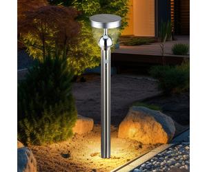 Lampe de jardin avec détecteur de mouvement Lampe d'allée LED en acier inoxydable Lampe d'extérieur avec Erspitz Lampes solaires pour l'extérieur, 3 niveaux, 6W 550lm blanc chaud,DxH 15x95 cm