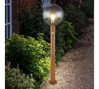 Lampe de jardin avec détecteur de mouvement Lampe d'extérieur LED Lampadaire Lampe de terrasse moderne, aspect bois, verre alu, 1x LED, DxH 25x100 cm