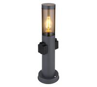 Lampe de jardin avec douille anthracite Lampe d'extérieur avec prise de courant Colonne de prise de jardin avec lumière, fumée en plastique en acier inoxydable, 1x E27, DxH 7,6x45 cm