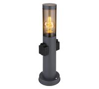 Lampe de jardin avec douille anthracite Lampe d'extérieur avec prise de courant Colonne de prise de jardin avec lumière, fumée en plastique en acier inoxydable, 1x E27, DxH 7,6x45 cm
