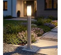 Lampadaire d'extérieur lampe d'allée de jardin en acier inoxydable socle argenté lampadaire d'extérieur hauteur de colonne 80 cm