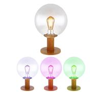 Lampe de jardin lampadaire lampe d'extérieur lampe de sol, aluminium aspect bois boule de verre, aspect bulle, télécommande dimmable, LED RVB 8,5W 806Lm 3000K blanc chaud, DxH 25x38 cm