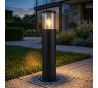 LED Lampadaire extérieur Lampadaire extérieur en acier inoxydable, résistant aux éclaboussures jardin, noir fumé, 7W 806lm blanc chaud, DxHxB 14x50x10,2cm