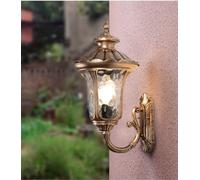 Lampe de jardin Lampe d'extérieur BD-1 46cm à l'aspect antique, fonte d'aluminium brun/or, disques en verre véritable Rétro/Vintage Douille E27 (BD-1)