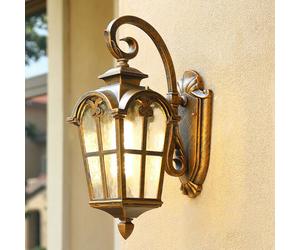 Lampe de jardin Lampe murale d'extérieur BD-2 look antique, fonte d'aluminium brun/or, disques en verre véritable Rétro/Vintage Douille E27 (BD-2)