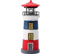 Lampe de jardin LED solaire en forme de phare - Décoration pour la clôture - rouge, bleu, blanc.