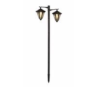 Lampe de jardin solaire à LED, lanterne avec capteur crépusculaire, noire, H 136 cm