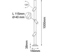 Lampe de jardin sur pied, 100 cm, ronde, trois projecteurs orientables, 3xGU10 4W, GOSEN 9911 Shilo