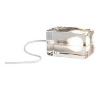 Design House Stockholm Lampe de table Block LED, verre transparent, câble blanc