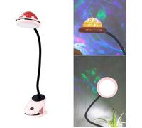 lampe de lecture à pince LED rechargeable par USB avec projection d'étoiles, lampe de chevet à col de cygne(rose)