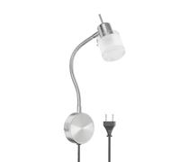 ledscom.de Lampe de lecture/applique murale MIRAS, col de cygne, interrupteur, fiche, inox mat, 1x GU10 max. 25W