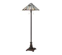 Lampe de lecture latérale lampadaire mosaïque verre acier interrupteur à tirette bronze 2xE27