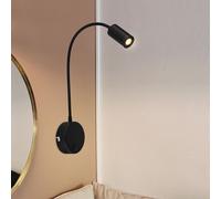 Lampe de lit montage mural noir liseuse pour chambre Applique murale LED chambre, interrupteur, métal, LED 3W 189Lm blanc chaud, LxPxH 35x9x50 cm