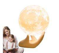 Lampe de lune 3D, lumière de la lune LED romantique avec lampholeur à main en céramique | Décoration de la chambre de table de capteur de touche, lumière USB de chevet pour étudier le sommeil