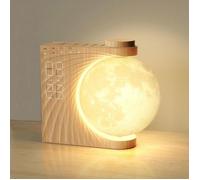 Lampe de Lune avec Réveil et Radio Intégrés - Machine Sonore et Éclairage d'Ambiance Lunaire REVEIL SIMULATEUR D'AUBE