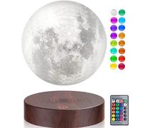 Lampe de Lune en Lévitation 16 Couleurs Lévitation Magnétique Flottante Impression 3D LED Lumière de Lune Spinning Luna Veilleuse avec Télécommande pour Décoration de Chambre Cadeau, Base Ronde