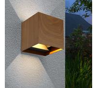 Lampe d'extérieur marron Spot mural moderne Applique murale, spot LED Up&Down aspect bois, alu, 2x LED 3W 290lm 3000K blanc chaud, LxlxH 10x10x10 cm