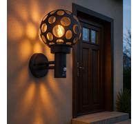 Lampe d'extérieur LED avec détecteur de mouvement anthracite Lampe murale avec détecteur de mouvement Applique murale d'extérieur Boule, design troué, 1x filament LED blanc chaud Acier inoxydable ALU, H 32,7 cm
