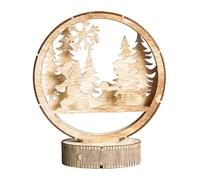 Lampe de Noël LED en bois créative à piles creuse festive | Lampe de table pour chambre d'enfant, décoration pour la maison, le dîner, le restaurant, le café, l'église