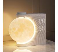 Lampe de nuit avec lumière de lune RGB et sons naturels - 2 réveils, 8 couleurs, 3 niveaux de luminosité