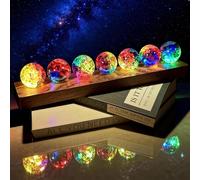 Lampe de nuit en forme de boule de cristal, 7 couleurs, LED de 40 mm, base en bois