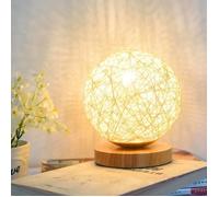 Lampe de nuit LED créative avec cadeau de lampe de chevet en bois décoration abat-jour tissé à la main