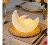 Lampe de nuit mignonne de lapin de bande dessinée blanc chaud et froid, lampe de chevet de chambre à coucher, petite veilleuse de décoration de bureau, éclairage de pièce, lampe d'ambiance de dortoir,